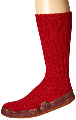 Sock Slipper, Crimson Ragg Wool, S