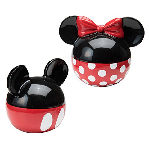 Disney Mickey & Minnie Mouse Ceramic Salt & Pepper Set, 3.75 x 2.5 x 3.5" h