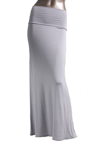 Azules Women'S Rayon Span Maxi Skirt - Solid (Silver Gray / Medium)