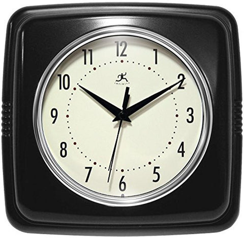 9-Inch Square Retro Black Wall Clock