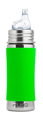 Pura 11 oz. Stainless Steel Sippy Cup, XL Sipper Spout, Green