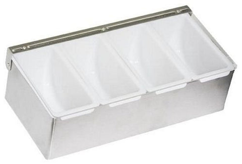 Barkeeper's Condiment Holders, Stainless Steel, 4 Compartments