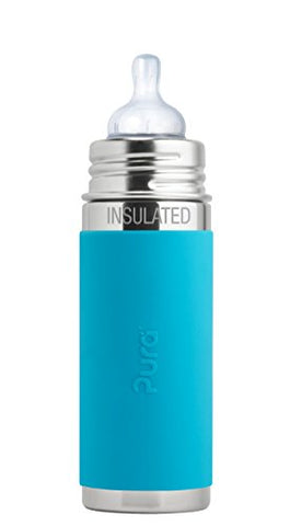 Pura 9 oz. Insulated Baby Bottle, Medium Flow Nipple, Aqua