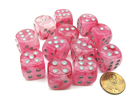 Ghostly Glow 16mm d6 Pink/silver Dice Block