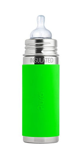 Pura 9 oz. Insulated Baby Bottle, Medium Flow Nipple, Green
