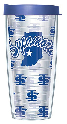 Clear College Wrap - Super Traveler 22 oz - BlIndiana State University Repeat Logo
Blue Lid