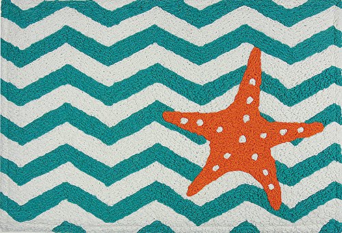 Jellybean Starfish On Chevron Memory Foam Rug