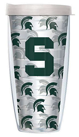 Clear College Wrap - Super Traveler 22 oz - Michigan State University - Logo Pattern on Clear
Clear Lid