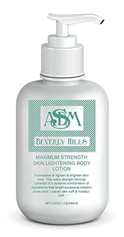 ASDM Beverly Hills Natural Maximum Strength Skin Lightening Body Lotion - Anti-Aging with Kojic Acid, Alpha Arbutin, Glycolic Acid, and Lactic Acid â For All Skin Type-8 Ounce 240 ML