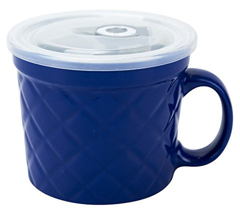 Blue Embossed Tall Souper Mug with Lid, 24oz