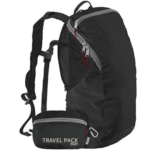 ChicoBag Travel Pack rePETe - Jet Black (15L), 10" x 17" x 6"