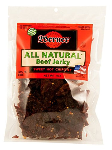 Werner All Natural Beef Jerky - 9 Oz. Bag (Sweet Hot Chipotle)
