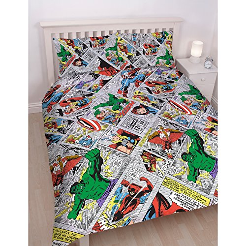 Marvel Comics Retro King Rotary Duvet Set (DMCRETKS001) - 220cm x 230cm (86.5in x 90.5in) Pillowcase size approx: 50cm x 75cm (19.5in x 29in)