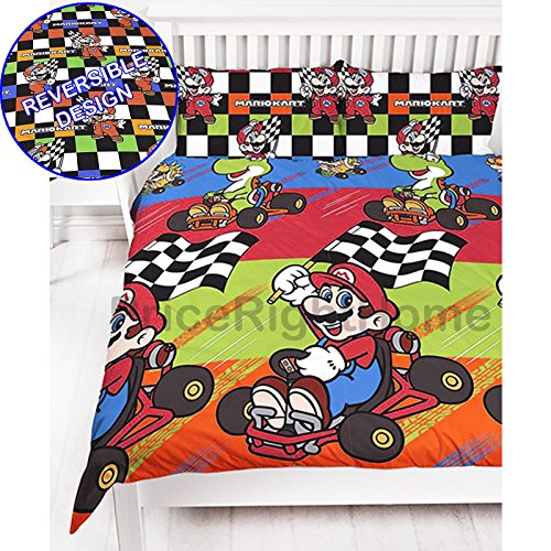Nintendo Mario Champs Double Rotary Duvet Set (NINCMPDD001) - 200cm x 200cm (78in x 78in) Pillowcase size: 48cm x 74cm (19in x 29in)