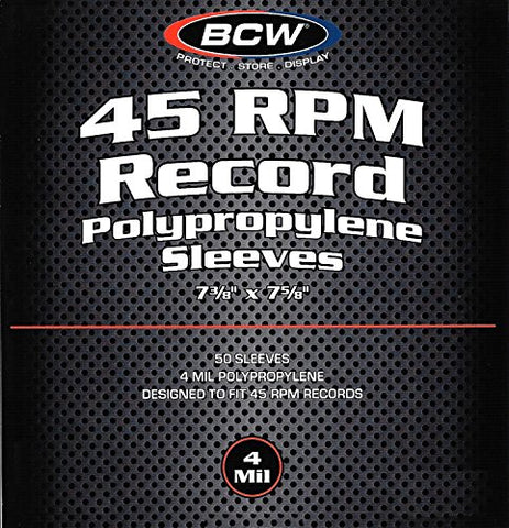 45 RPM Record Sleeves - 4 MIL - 50 Sleeves per Pack