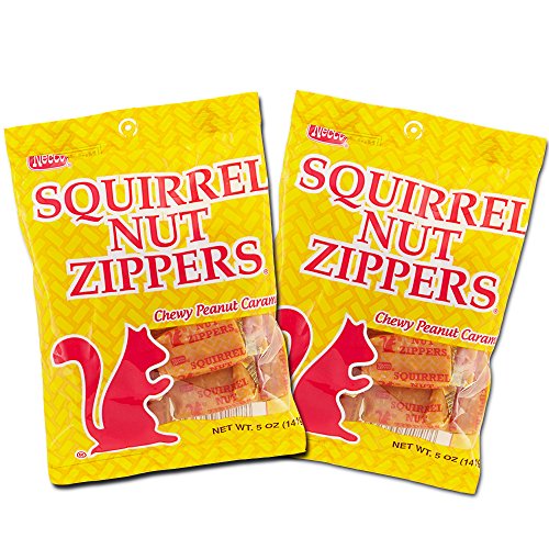 Squirrel Nut Zipper Chews Chewy Peanut Caramels 5 Oz. Bag