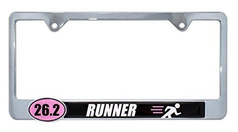 26.2 Marathon Runner Pink License Plate Frame