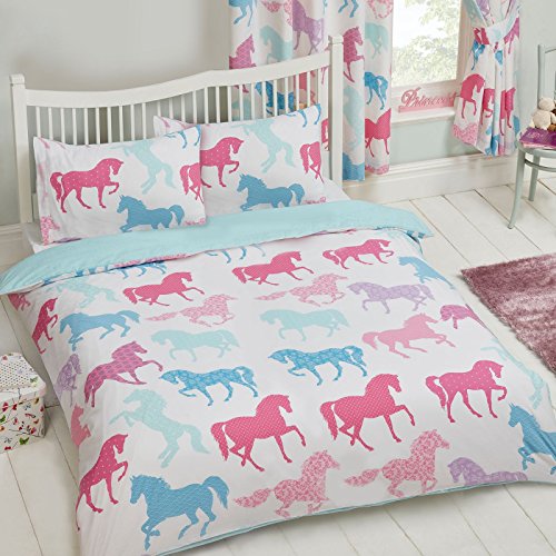 Patchwork Ponies Double Duvet Cover and Pillowcase Set - 200cm x 200cm (78.5in x 78.5in) Pillowcase approx size: 50cm x 75cm (19.5in x 29.5in)