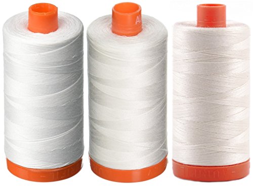 Aurifil- 50wt Cotton 1,422yd, (White, Natural White and Chalk)