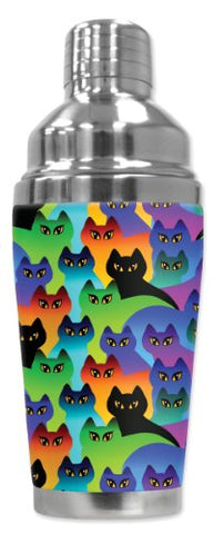 Mugzie brand 20 Ounce Cocktail Shaker with Insulated Wetsuit Cover - Cat Silhouettes