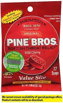 Pine Bros. Softish Throat Drops Wild Cherry - 32 ct, Pack of 5