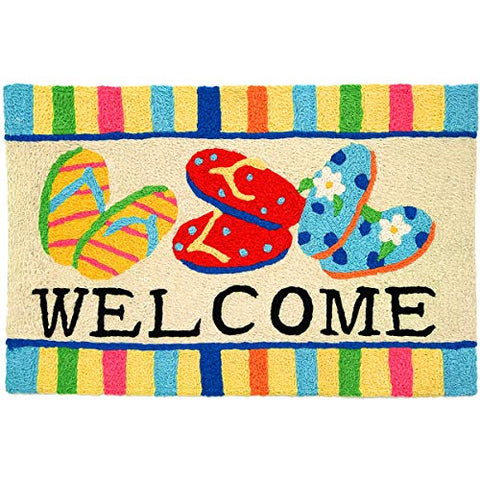 Jellybean Bright Colors Flip Flop Welcome Accent Area Rug 30 X 20 Inches