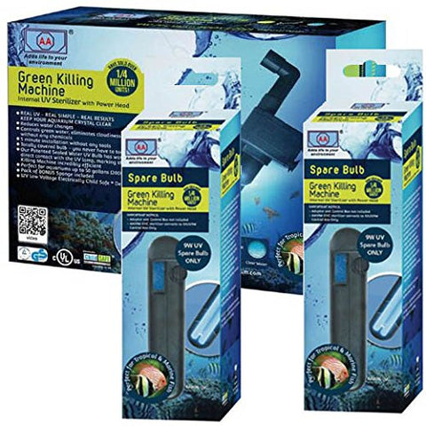 Green Killing Machine - UV Sterilizer 9W KIT (1 pc) and
Green Killing Machine - Spare Bulb UV9W (2 pcs)