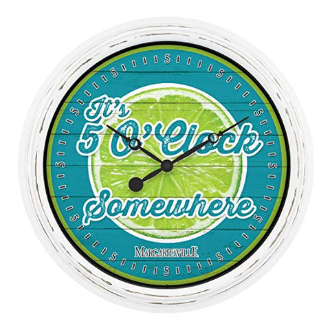 15.75" Margaritaville In/Outdoor Wall Clock - Lime "It's 5 O'Clock Somewhere"