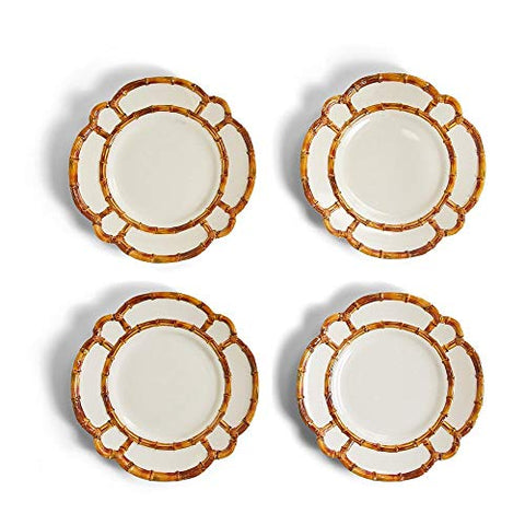 Bamboo Touch Dinner Plate with Bamboo Rim - 100% Melamine - 1" H x 11" Dia