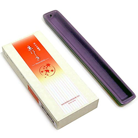 Bundle: Kyoto Autumn Leaves Kyo-nishiki 1 box (150 sticks) and Murasaki Ceramic Incense 8" Tray (purple)
