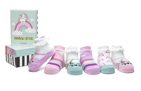 Rainbow Critters Infant Bootie, 0-12 Months, 6 pairs