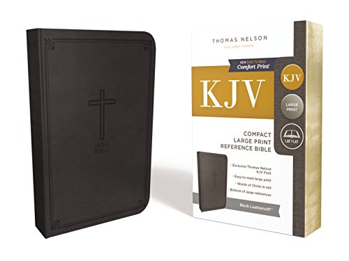 KJV, Reference Bible, Compact, Large Print, Leathersoft, Black, Red Letter, Comfort Print (with Cross on Cover) (Large Print Leather-bound)