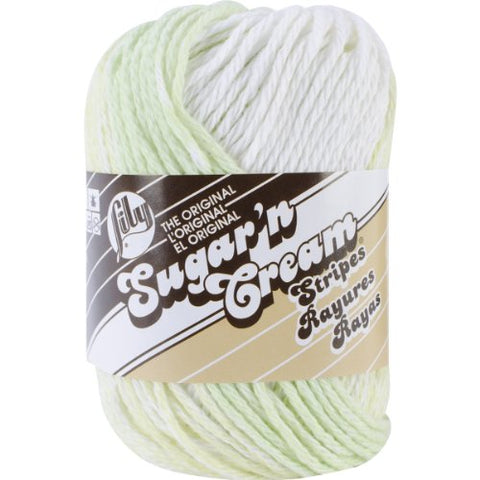 Lily Sugar'n Cream Stripes Yarn 2 oz, Lime Stripes