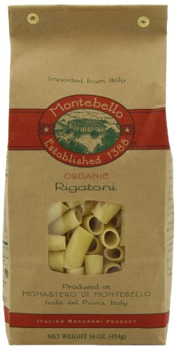 Montebello Organic Italian Pasta Rigatoni (Short Cuts), 16 oz. bag