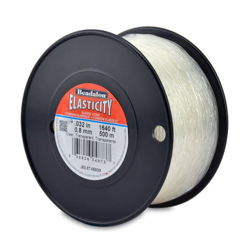 Elasticity Stretch Cord, 0.8 mm / .032 in, Clear, 500 m / 1640 ft