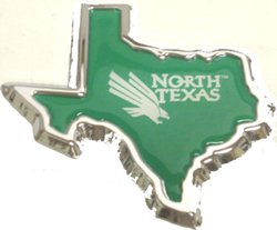 North Texas TX Shape with Color Chrome Emblem