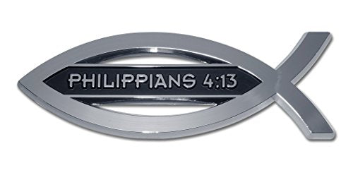 Christian Fish Philippians 4:13 Chrome Emblem