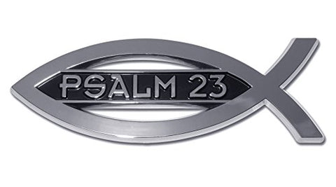 Christian Fish Psalm 23 Chrome Emblem