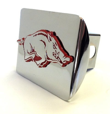 Arkansas Red Running Hog Chrome Metal Hitch Cover