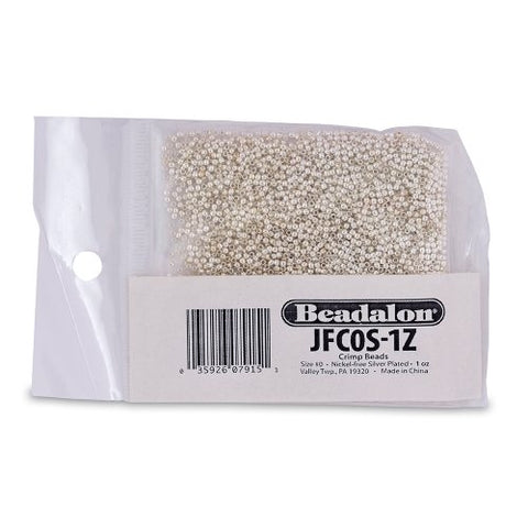 Crimp Beads, 1.3 mm (.051 in) O.D., Silver Plated, 1 oz (28.35 g), appx. 4,900 pc