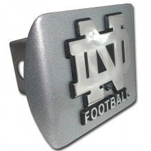 Notre Dame ND with Football Metal Hitch Cover,Brushed