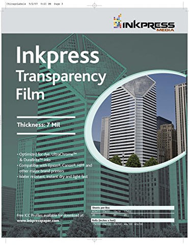 Transparency Film, 7 Mil, 8.5 x 11, 50 Sheets