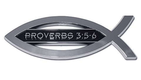 Christian Fish Proverbs 3:5-6 Chrome Emblem