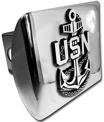 Navy Anchor Emblem on Chrome Hitch Cover