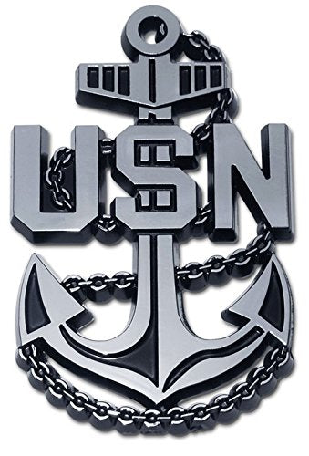 Navy Anchor Chrome Emblem