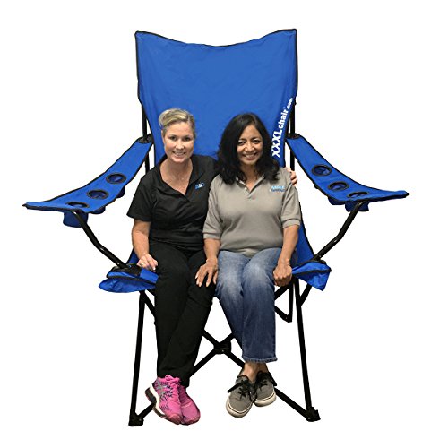 GIANT FOLDING OUTDOOR CHAIR/ blue WITH 6 CUP HOLDERS CARRY BAG INCLUDED