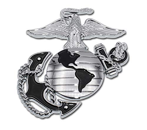 Marines Premium Anchor Chrome Emblem with Black Accent