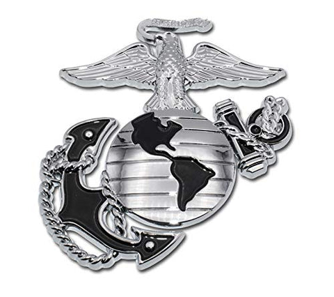Marines Premium Anchor Chrome Emblem with Black Accent