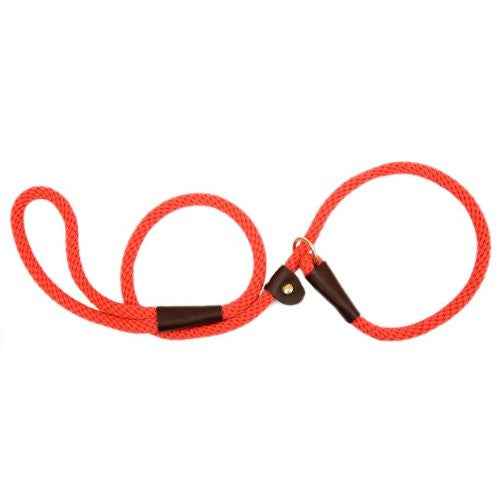 British Style Slip Leash in Red (Size: 6')