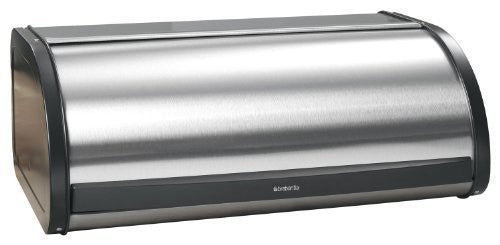 Roll Top Bread Bin - Matte Steel Fingerprint Proof / Black Sides